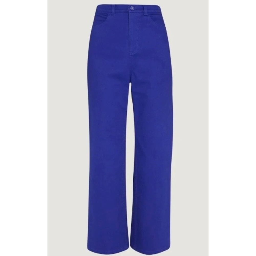 LAPOINTE Womens Cobalt Blue High Rise Wide Leg Cropped Denim Pants Size 10
